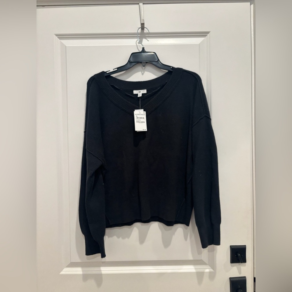 BP Women’s Seamed Oversized V-Neck Rib Sweater